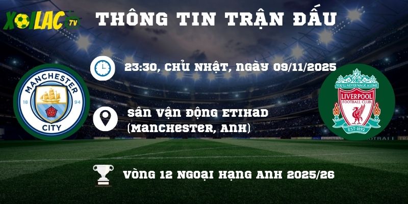 Thông tin trận đấu Man City vs Liverpool